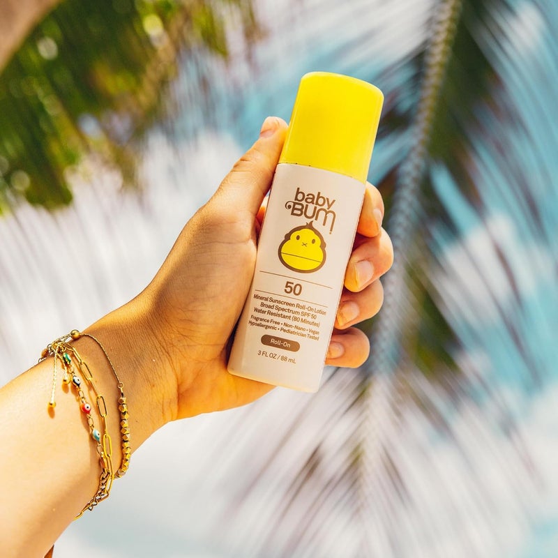 Sun Bum لوسيون واقي شمس معدني رول أون SPF 50 من بيبي بوم - نباتي ومتوافق مع قانون هاواي 104 (بدون أوكتينوكات وأوكسي بنزون) - واسع الطيف مرطب UVA/UVB - حجم سفر - 3 أونصات - Image 3